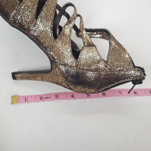 Lane Bryant Womens Cut Out Gladiator Strappy Sandals Zip Gold Metallic 9W - Picture 7 of 9